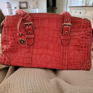 Redish pink Dooney and Bourke Crocodile Embossed Women's Bag